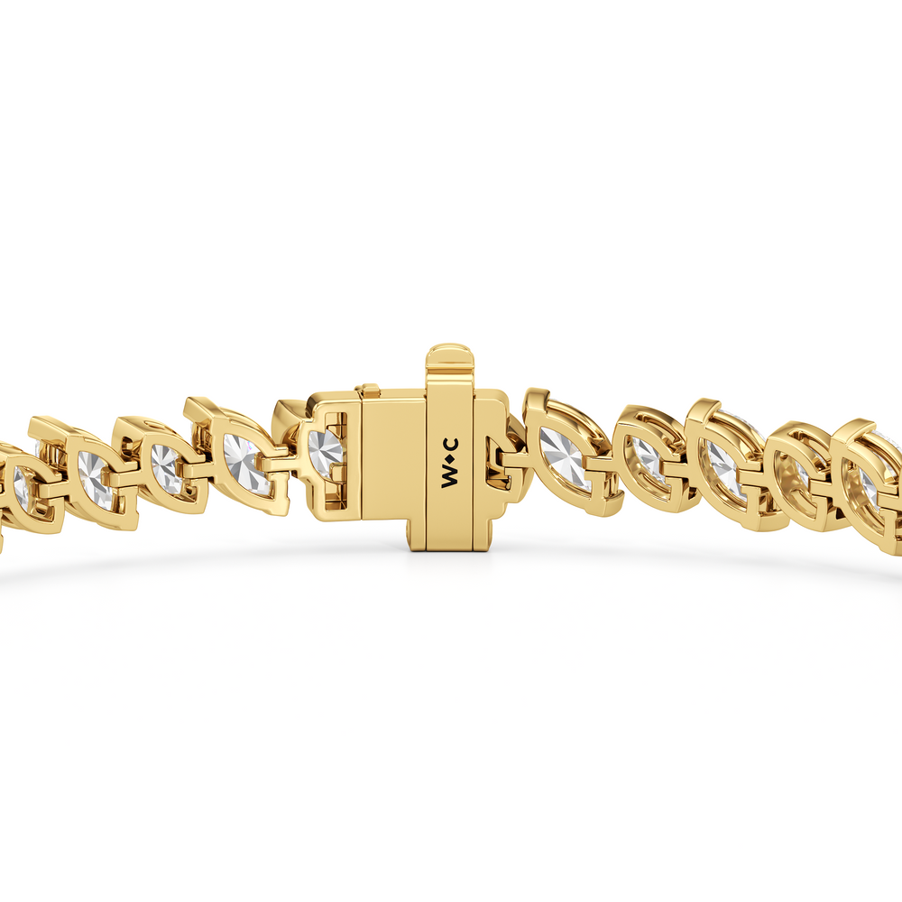 Angled Marquise Bezel Tennis Bracelet with 5 1/2 Cut Diamond in 14KT Yellow Gold view 7
