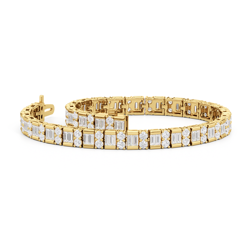Alternating Mixed Tennis Bracelet with 5 Cut Diamond in 14KT Yellow Gold view 3
