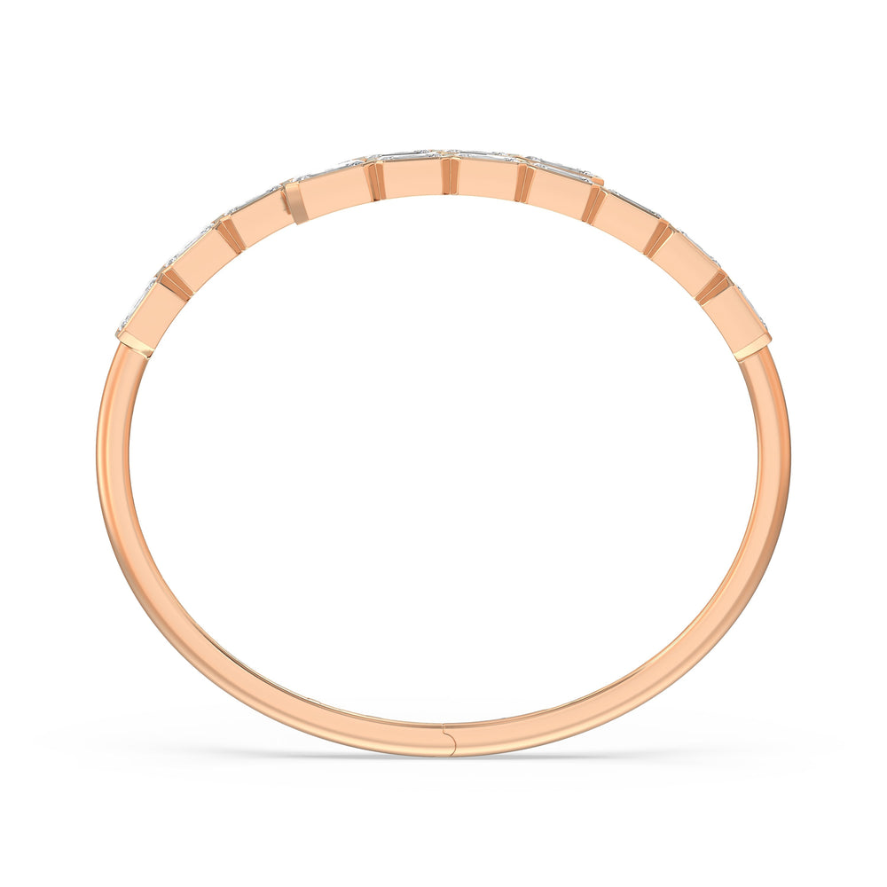 Bezel Bypass Emerald Openable Oval Bangle with Lab Cut Diamond in 14KT Rose Gold view 2
