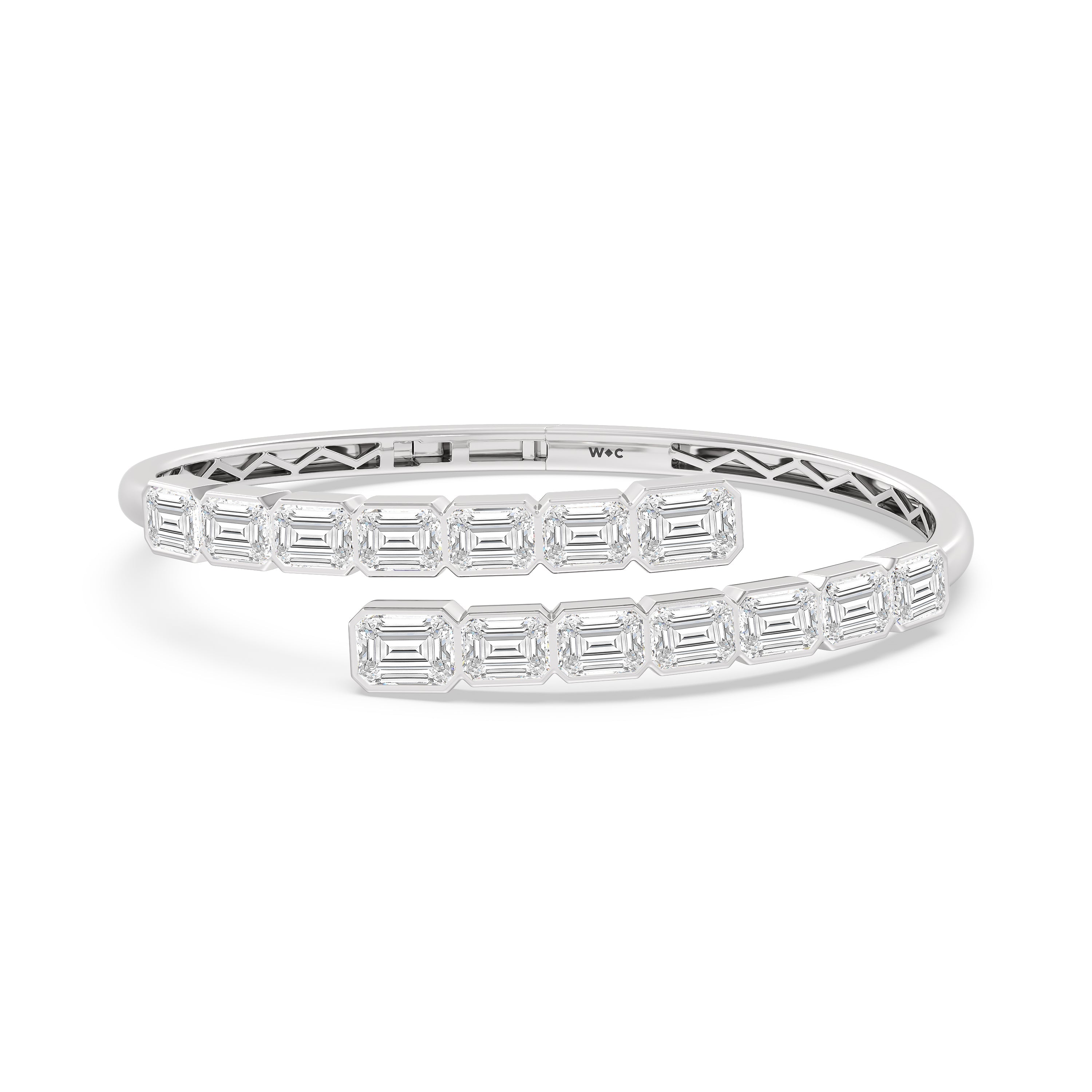 Openable Angle Bezel Bypass Emerald Openable Oval Bangle – WithClarity India