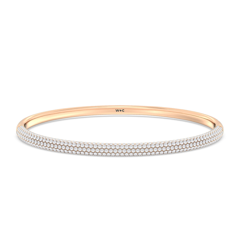 Elegance Five Row Pave Bangle with Lab Cut Diamond in 14KT Rose Gold view 1
