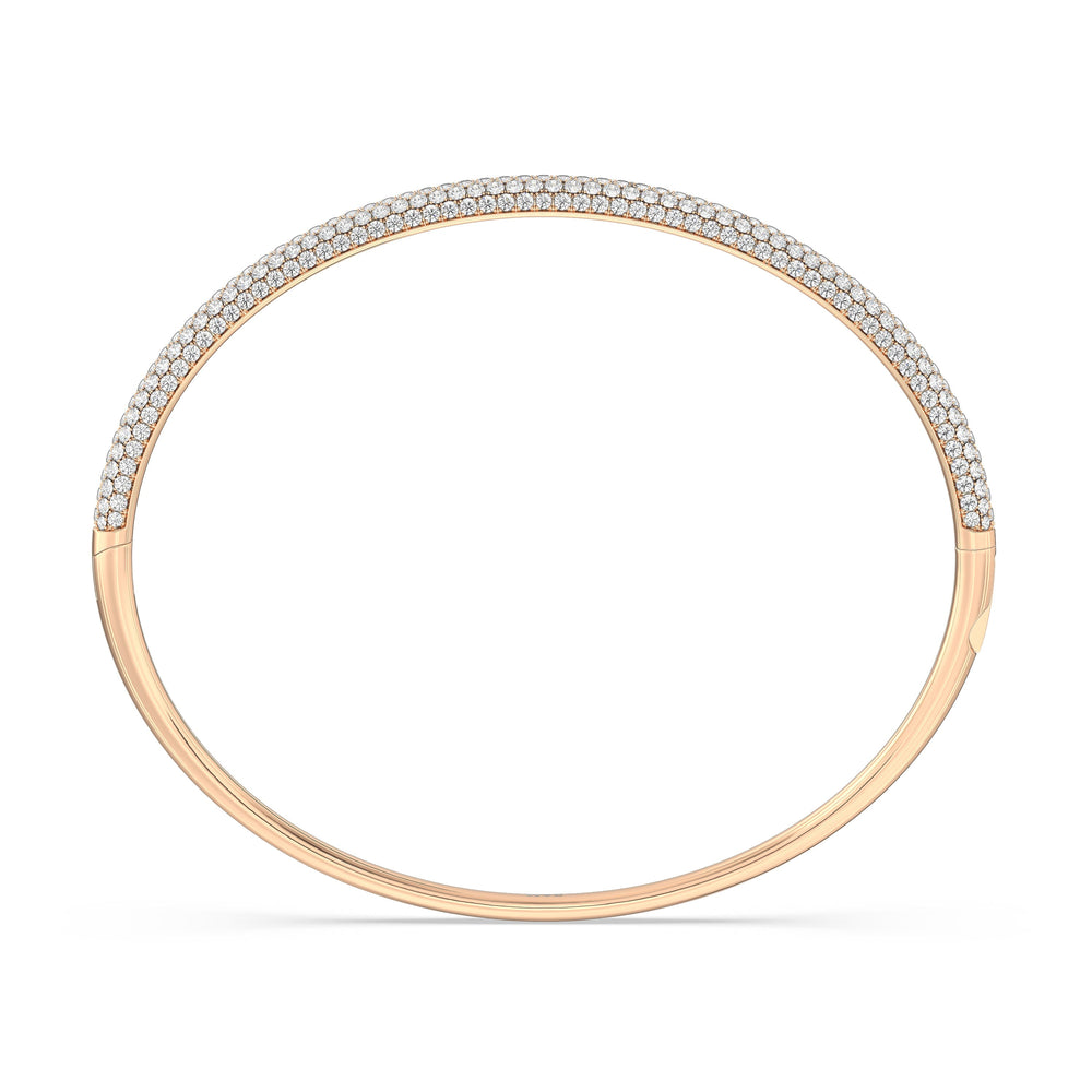 Elegance Five Row Pave Bangle with Lab Cut Diamond in 14KT Rose Gold view 2
