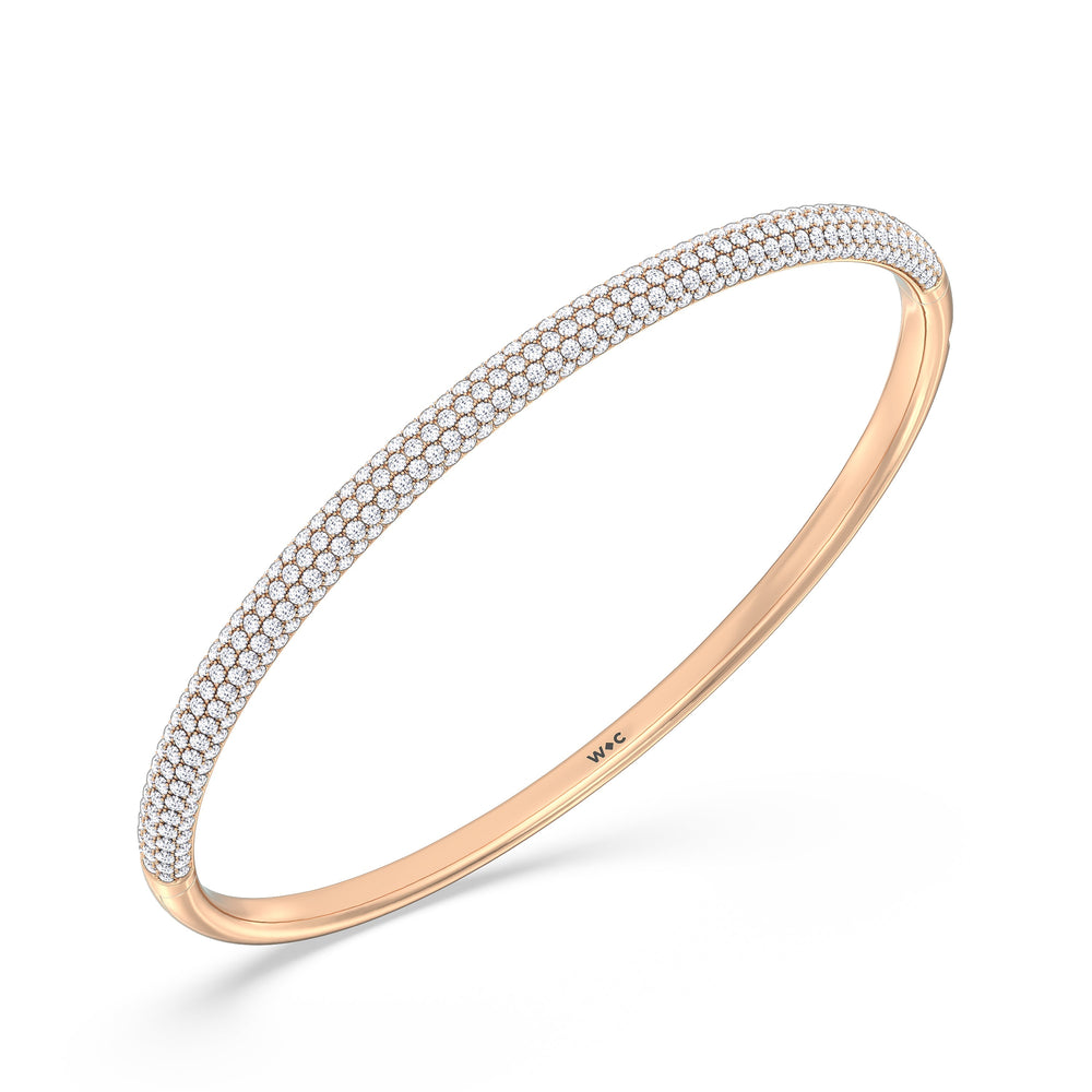 Elegance Five Row Pave Bangle with Lab Cut Diamond in 14KT Rose Gold view 3

