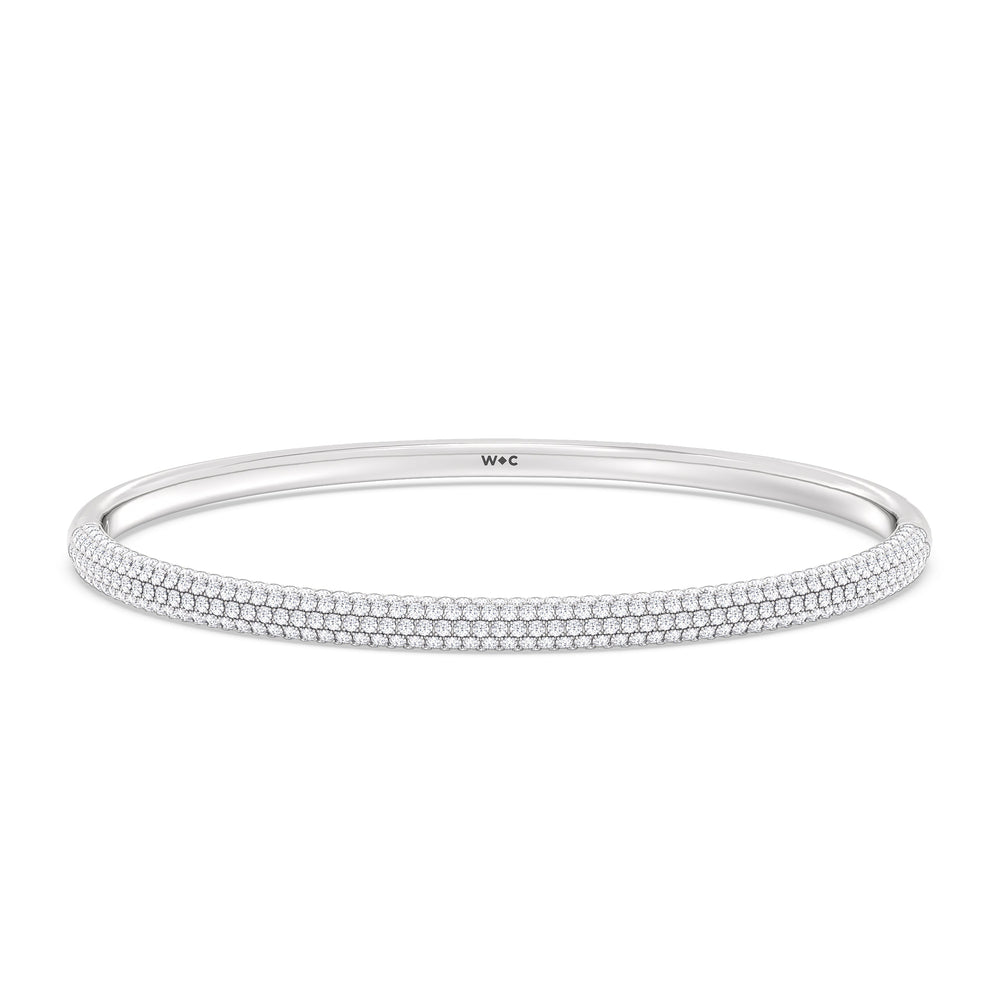 Elegance Five Row Pave Bangle with Lab Cut Diamond in 14KT White Gold view 1

