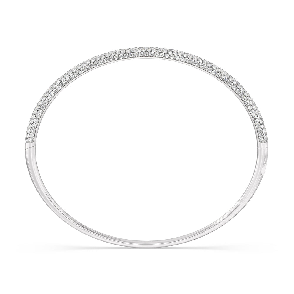 Elegance Five Row Pave Bangle with Lab Cut Diamond in 14KT White Gold view 2
