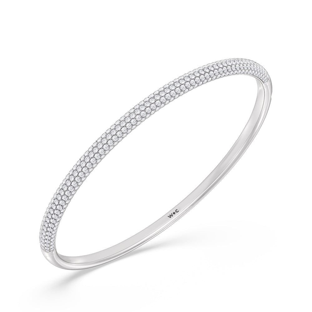 Elegance Five Row Pave Bangle with Lab Cut Diamond in 14KT White Gold view 3
