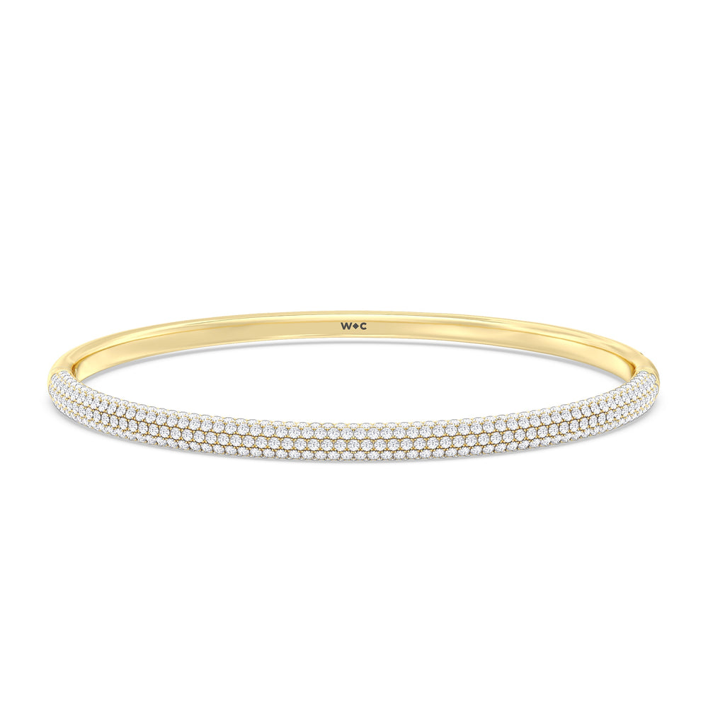 Elegance Five Row Pave Bangle with Lab Cut Diamond in 14KT Yellow Gold view 1
