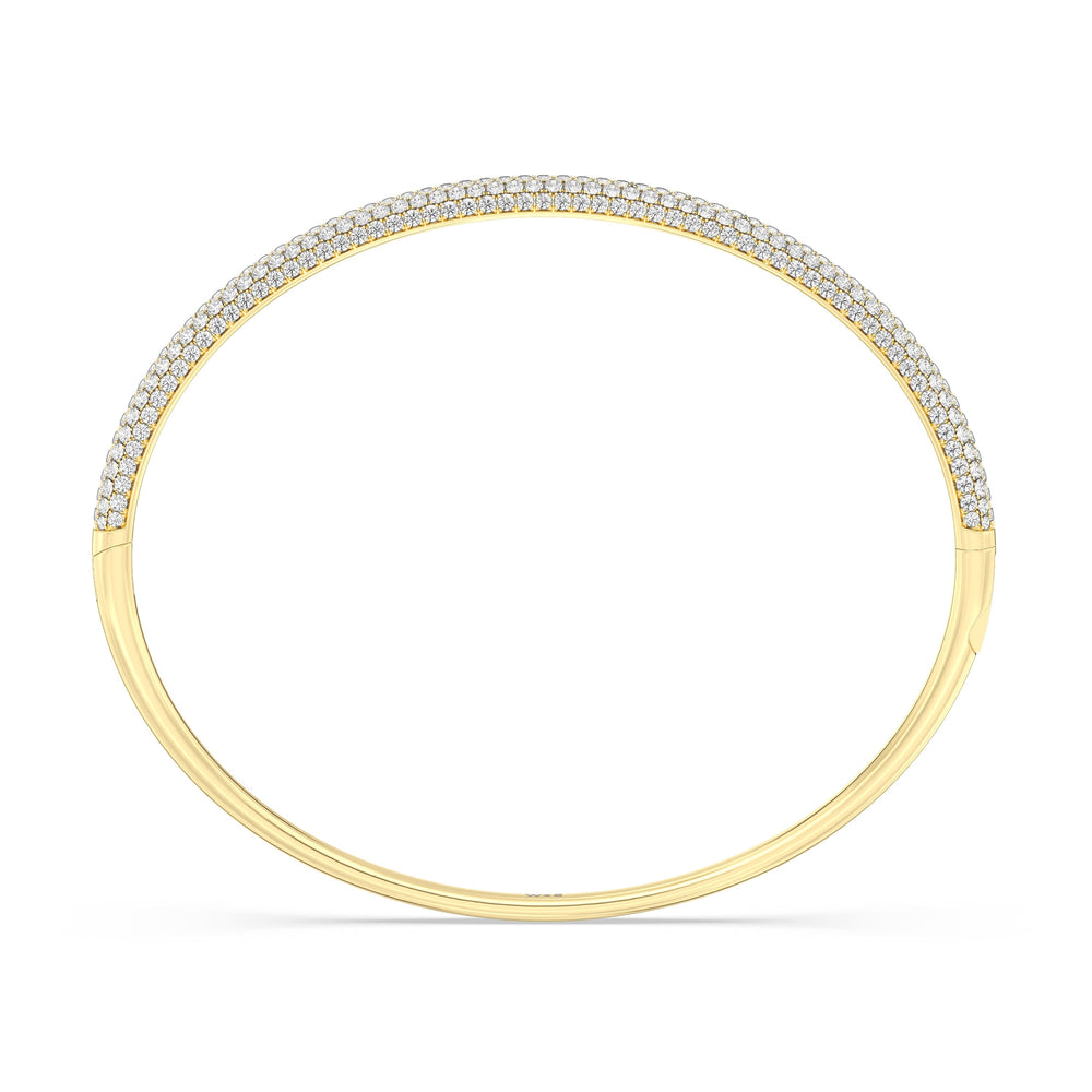 Elegance Five Row Pave Bangle with Lab Cut Diamond in 14KT Yellow Gold view 2
