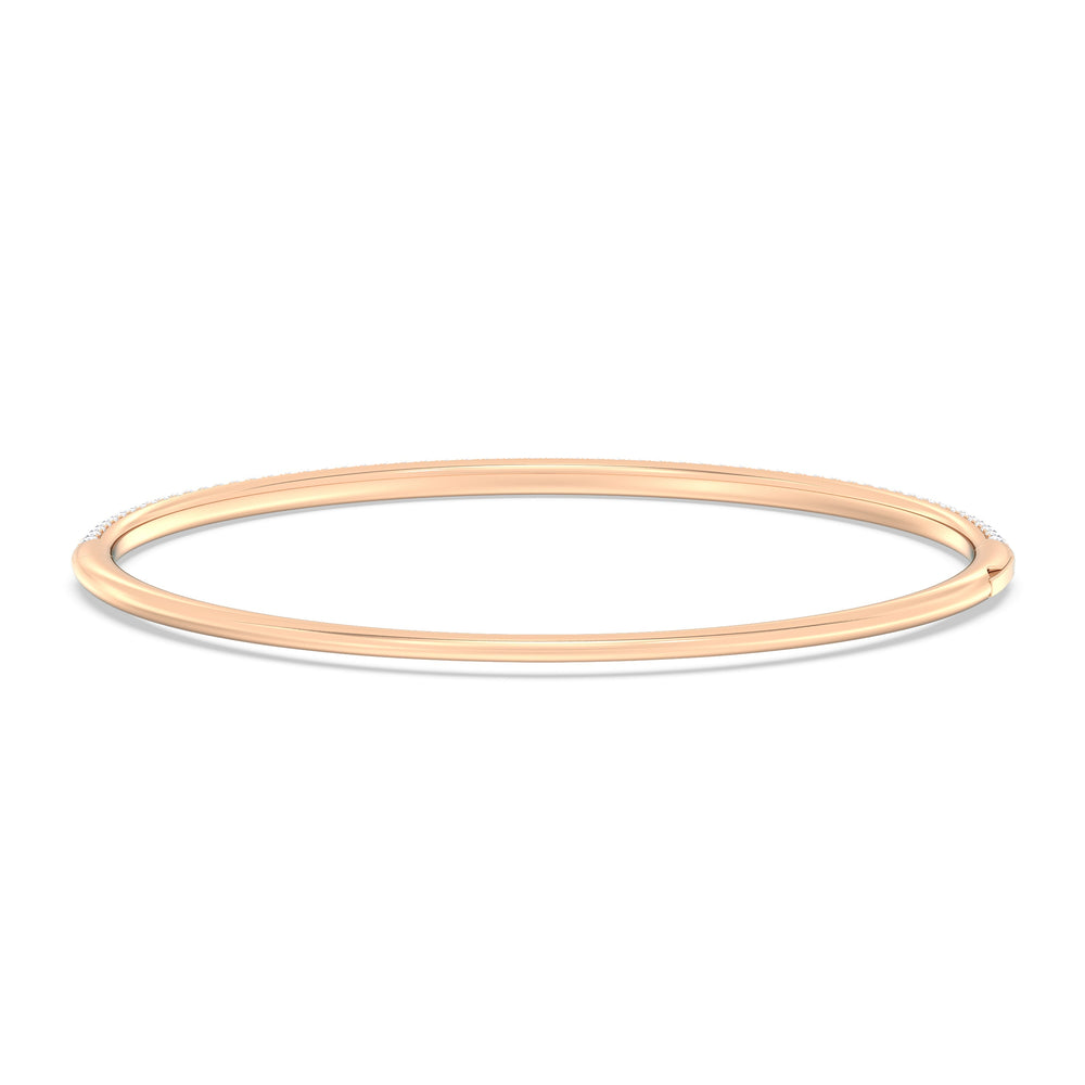 Elegance Three Row Pave Bangle with Lab Cut Diamond in 14KT Rose Gold view 4
