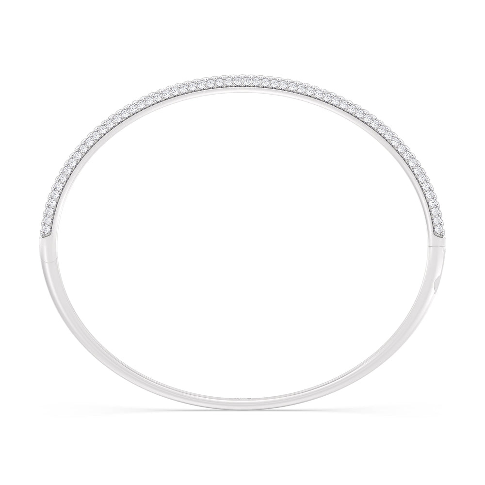 Elegance Three Row Pave Bangle with Lab Cut Diamond in 14KT White Gold view 2

