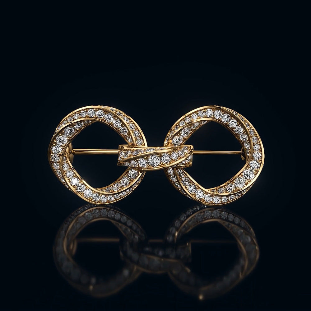 The Bond Link Brooch with 3 Cut Diamond in 14KT Yellow Gold view 1
