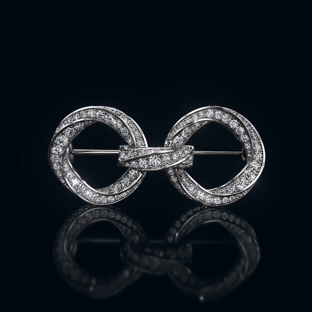 The Bond Link Brooch with 3 Cut Diamond in 14KT White Gold view 1
