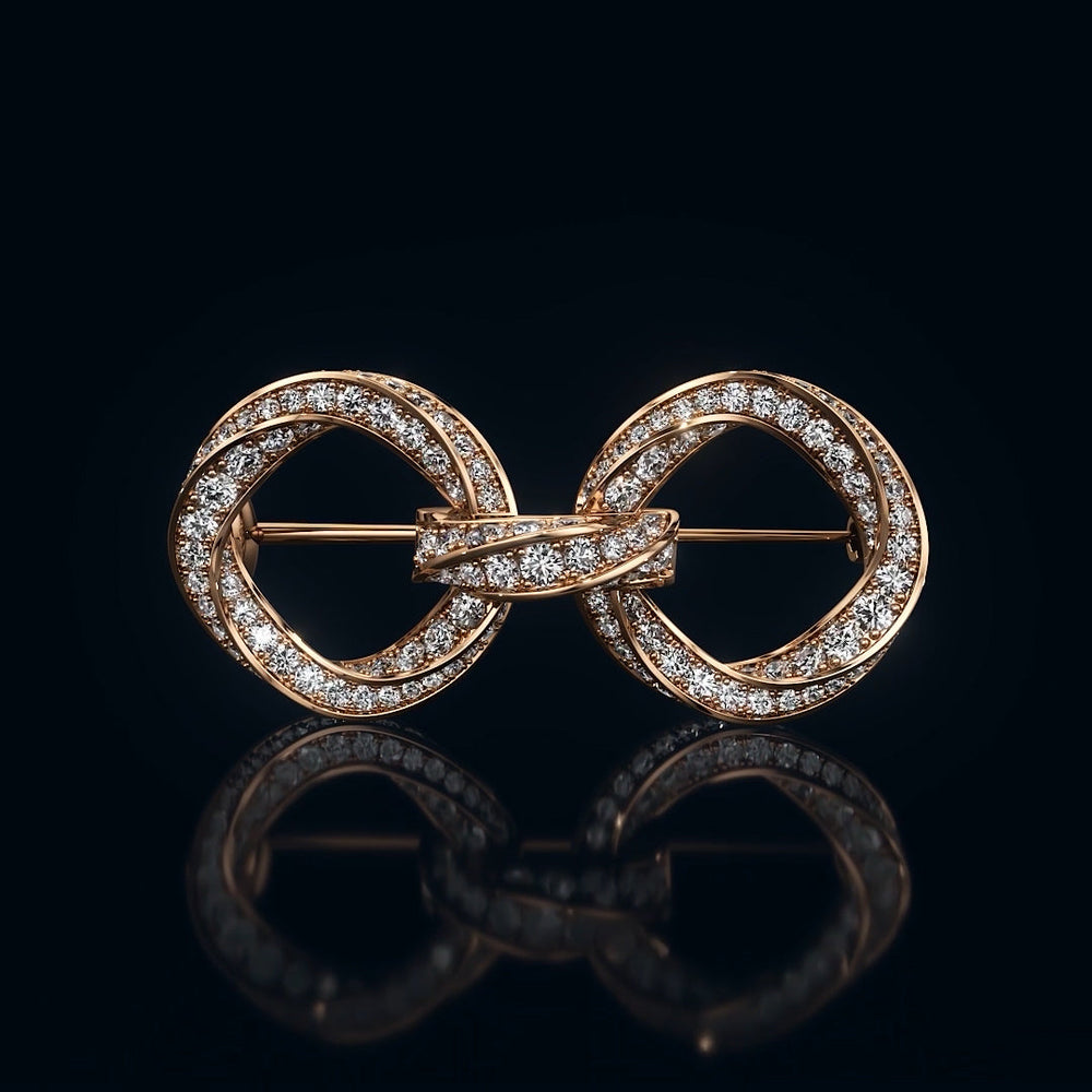 The Bond Link Brooch with 3 Cut Diamond in 14KT Rose Gold view 1
