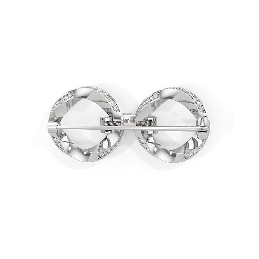 The Bond Link Brooch with 3 Cut Diamond in 14KT White Gold view 5
