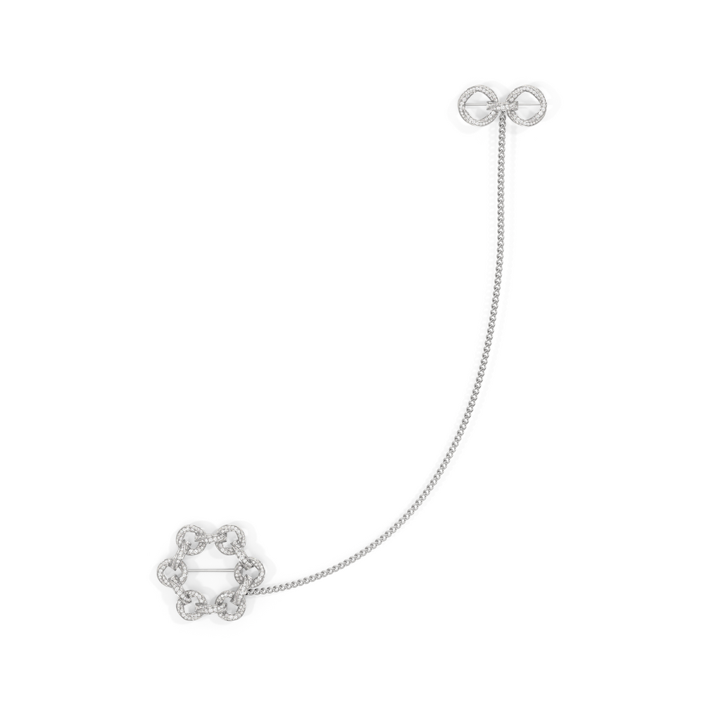 The Bond Brooch with 11 Cut Diamond in 14KT White Gold view 2
