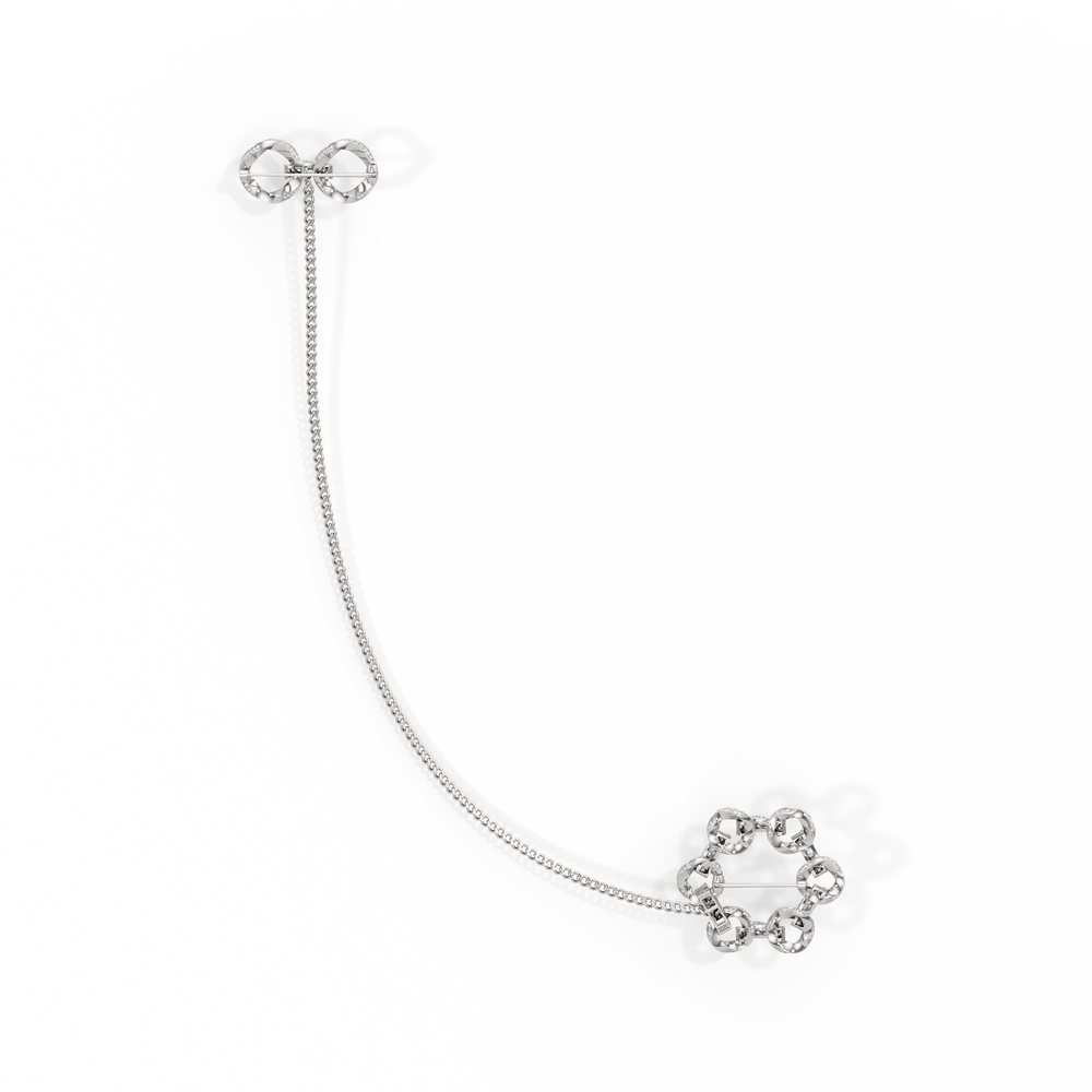 The Bond Brooch with 11 Cut Diamond in 14KT White Gold view 5

