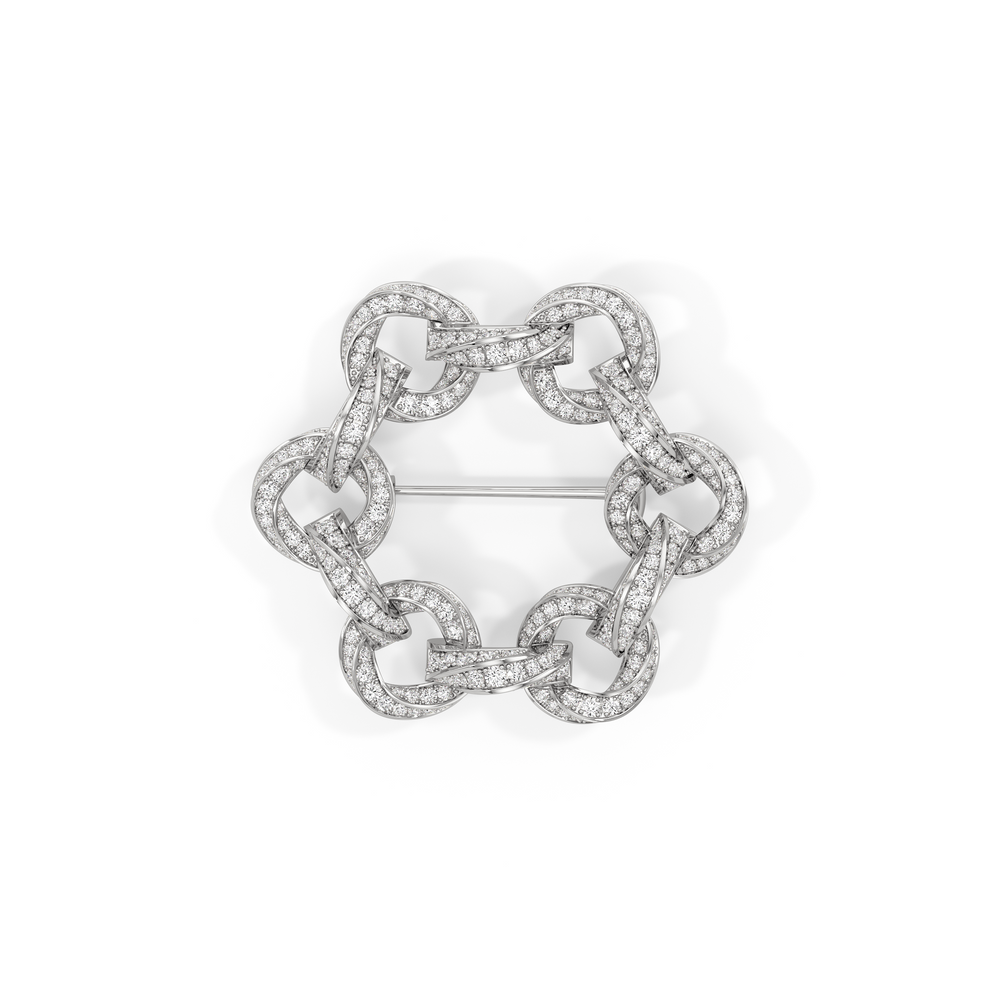 The Bond Brooch with 11 Cut Diamond in 14KT White Gold view 3
