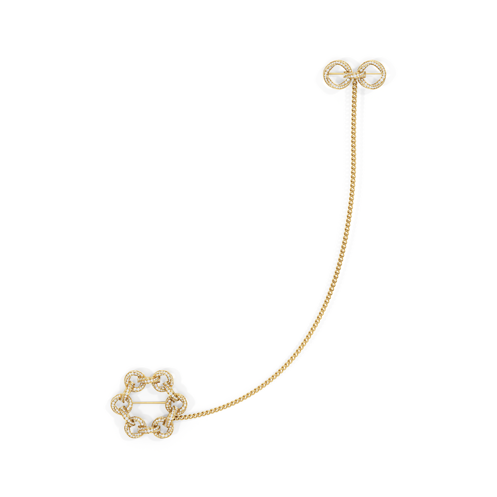 The Bond Brooch with 11 Cut Diamond in 14KT Yellow Gold view 2

