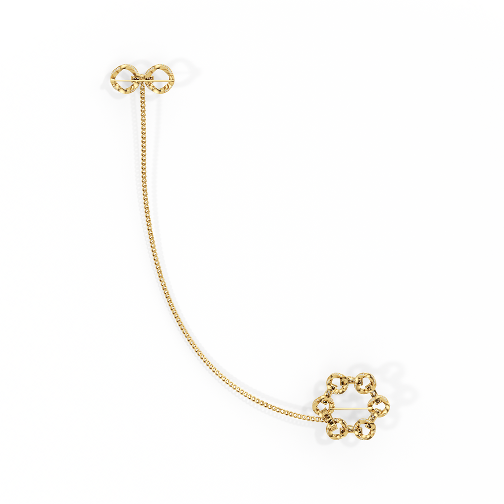The Bond Brooch with 11 Cut Diamond in 14KT Yellow Gold view 5
