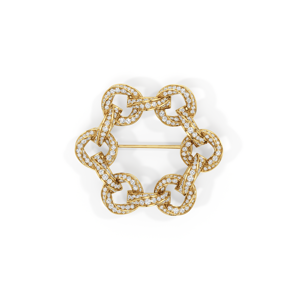 The Bond Brooch with 11 Cut Diamond in 14KT Yellow Gold view 3

