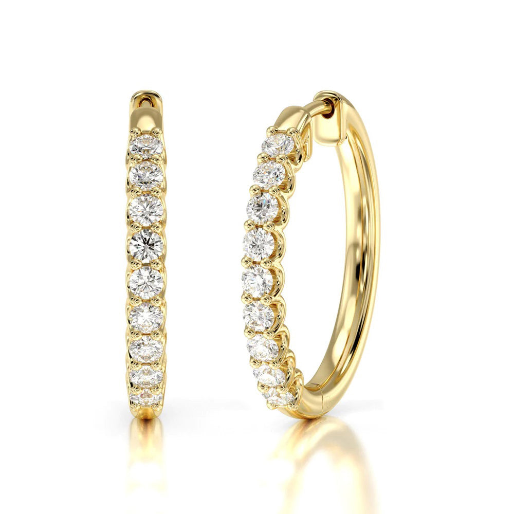 Diamond Hoop Earrings with 18KT Yellow Gold / Lab / 2 1/4 Cut Diamond in 14KT Yellow Gold / Lab / 2 1/4 view 1
