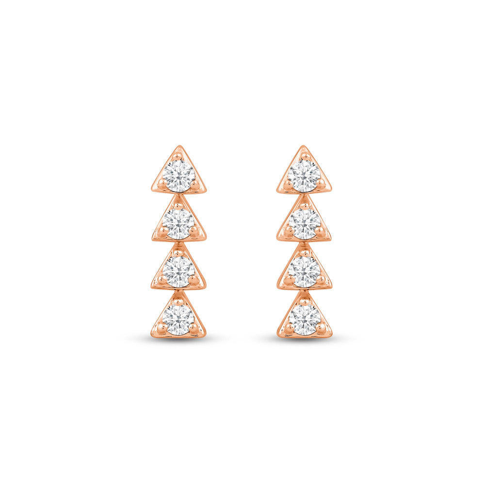 Dainty Diamond Line Stud Earrings with 18KT Rose Gold / Lab / 1/6 Cut Diamond in 14KT Rose Gold / Lab / 1/6 view 4
