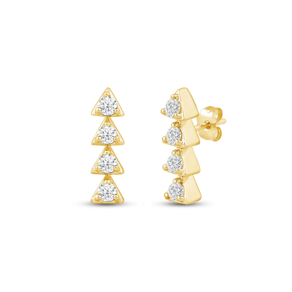 Dainty Diamond Line Stud Earrings with 18KT Yellow Gold / Lab / 1/6 Cut Diamond in 14KT Yellow Gold / Lab / 1/6 view 1
