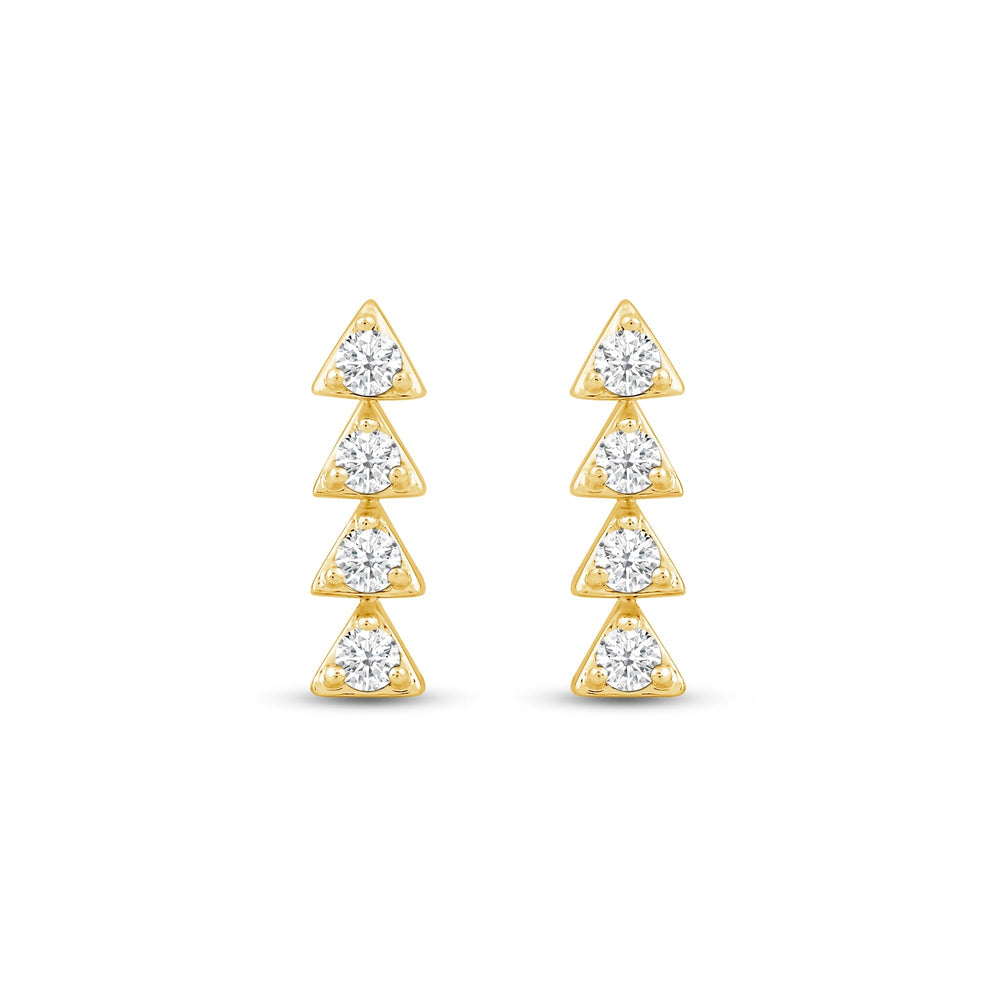 Dainty Diamond Line Stud Earrings with 18KT Yellow Gold / Lab / 1/6 Cut Diamond in 14KT Yellow Gold / Lab / 1/6 view 4

