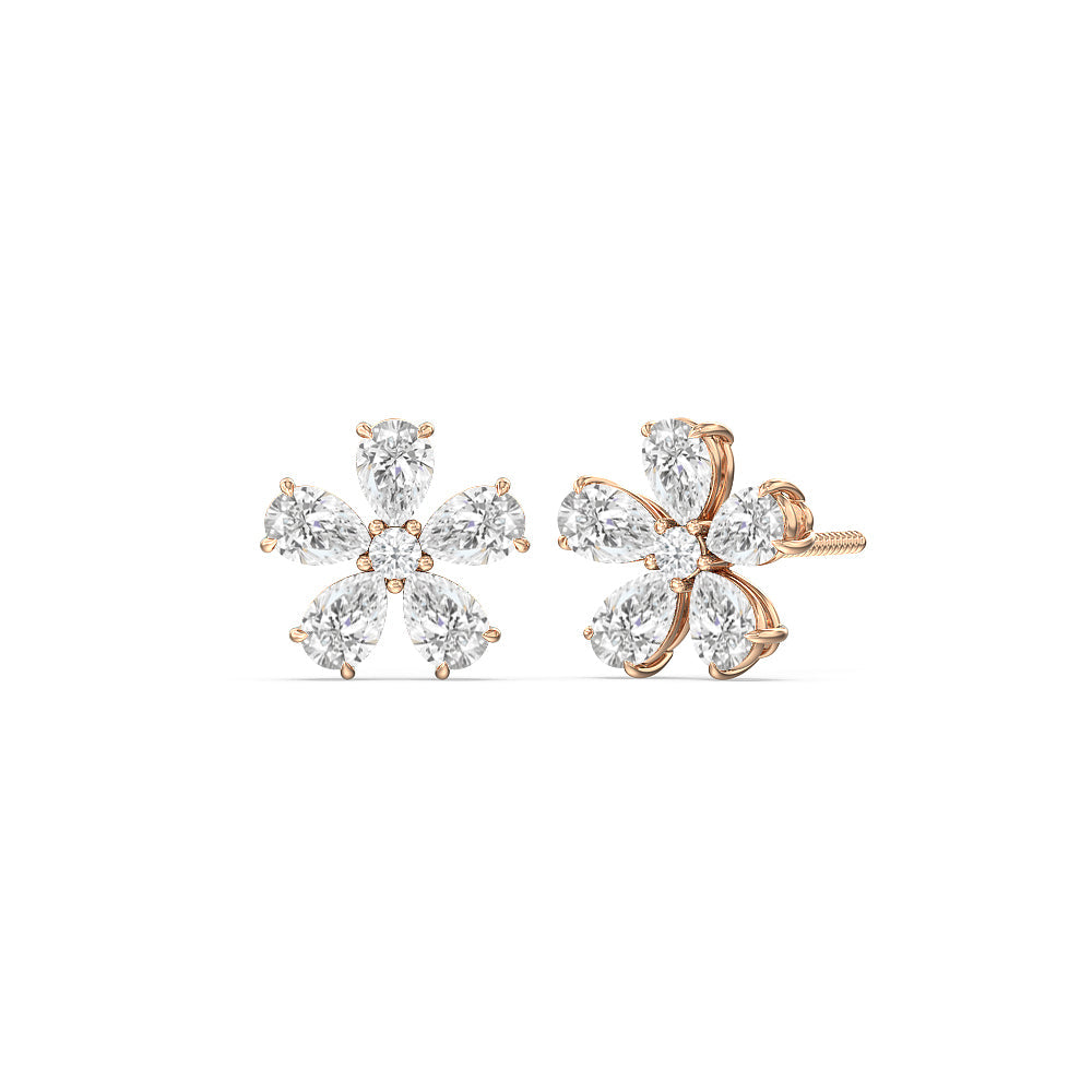 Daisy Studs with 18KT Rose Gold / Lab / 2 Cut Diamond in 14KT Rose Gold / Lab / 2 view 1
