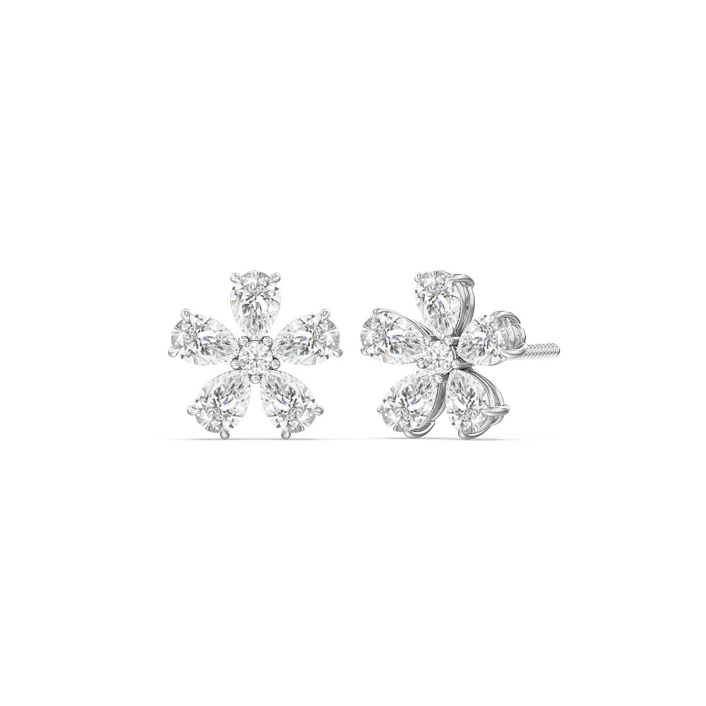 Daisy Studs with 18KT White Gold / Lab / 2 Cut Diamond in 14KT White Gold / Lab / 2 view 1

