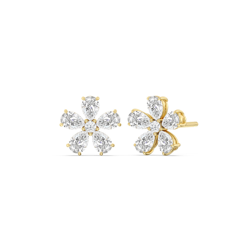 Daisy Studs with 18KT Yellow Gold / Lab / 2 Cut Diamond in 14KT Yellow Gold / Lab / 2 view 1
