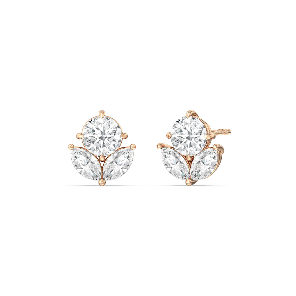 Tulip Studs with 18KT Rose Gold / Lab / 2 3/8 Cut Diamond in 14KT Rose Gold / Lab / 2 3/8 view 1
