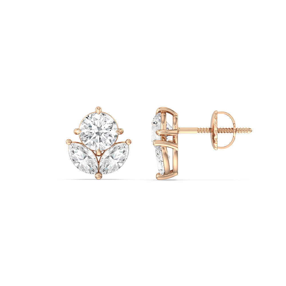 Tulip Studs with 18KT Rose Gold / Lab / 2 3/8 Cut Diamond in 14KT Rose Gold / Lab / 2 3/8 view 2
