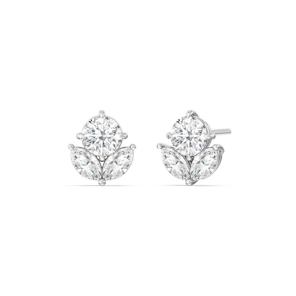 Tulip Studs with 18KT White Gold / Lab / 2 3/8 Cut Diamond in 14KT White Gold / Lab / 2 3/8 view 1
