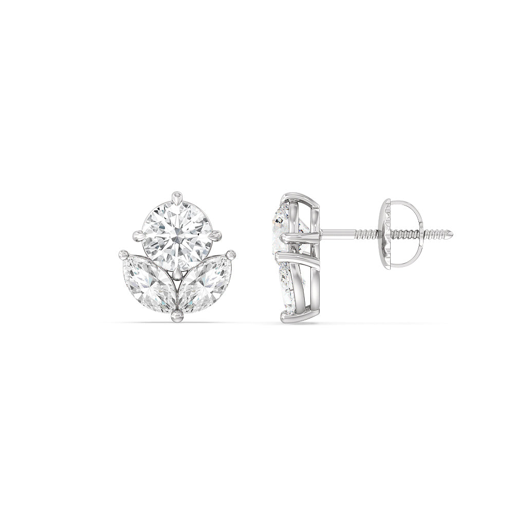 Tulip Studs with 18KT White Gold / Lab / 2 3/8 Cut Diamond in 14KT White Gold / Lab / 2 3/8 view 2
