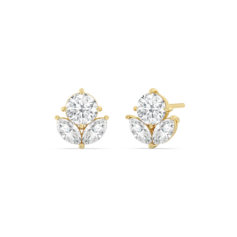 Tulip Studs with 18KT Yellow Gold / Lab / 2 3/8 Cut Diamond in 14KT Yellow Gold / Lab / 2 3/8 view 1
