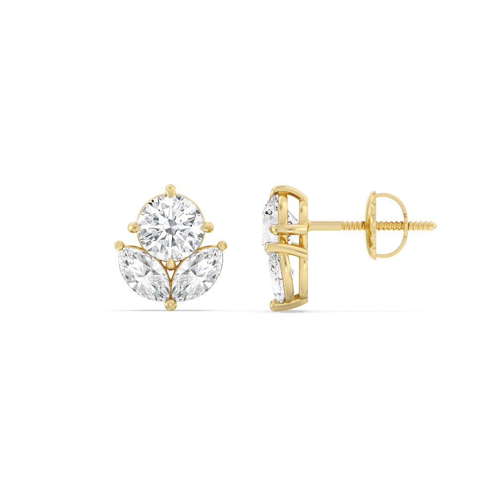 Tulip Studs with 18KT Yellow Gold / Lab / 2 3/8 Cut Diamond in 14KT Yellow Gold / Lab / 2 3/8 view 2
