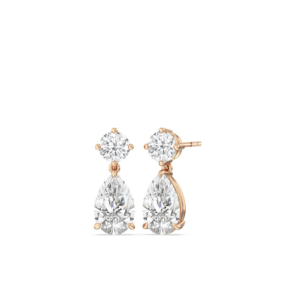 Elegance Pear Drop Earrings with 18KT Rose Gold / Lab / 5 1/2 Cut Diamond in 14KT Rose Gold / Lab / 5 1/2 view 1
