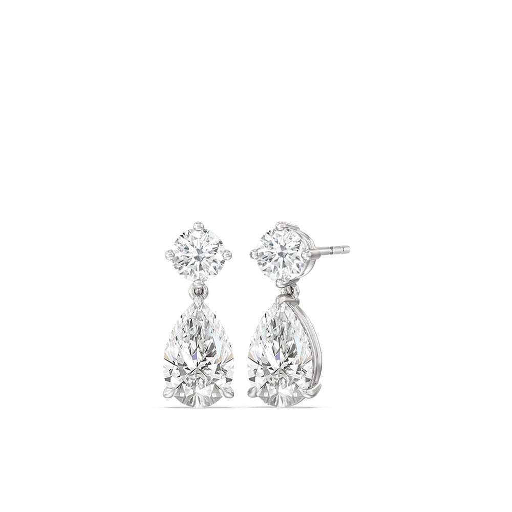 Elegance Pear Drop Earrings with 18KT White Gold / Lab / 5 1/2 Cut Diamond in 14KT White Gold / Lab / 5 1/2 view 1
