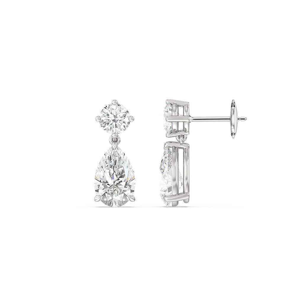 Elegance Pear Drop Earrings with 18KT White Gold / Lab / 5 1/2 Cut Diamond in 14KT White Gold / Lab / 5 1/2 view 2
