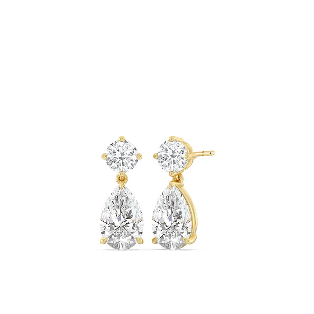 Elegance Pear Drop Earrings with 18KT Yellow Gold / Lab / 5 1/2 Cut Diamond in 14KT Yellow Gold / Lab / 5 1/2 view 1
