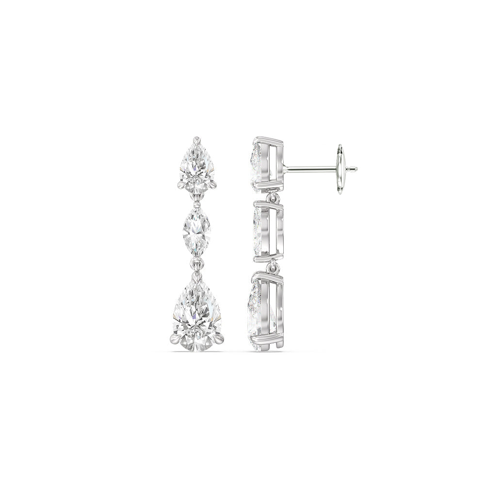 Elegance Pear Marquise Drop Earrings with 18KT White Gold / Lab / 6 1/2 Cut Diamond in 14KT White Gold / Lab / 6 1/2 view 2
