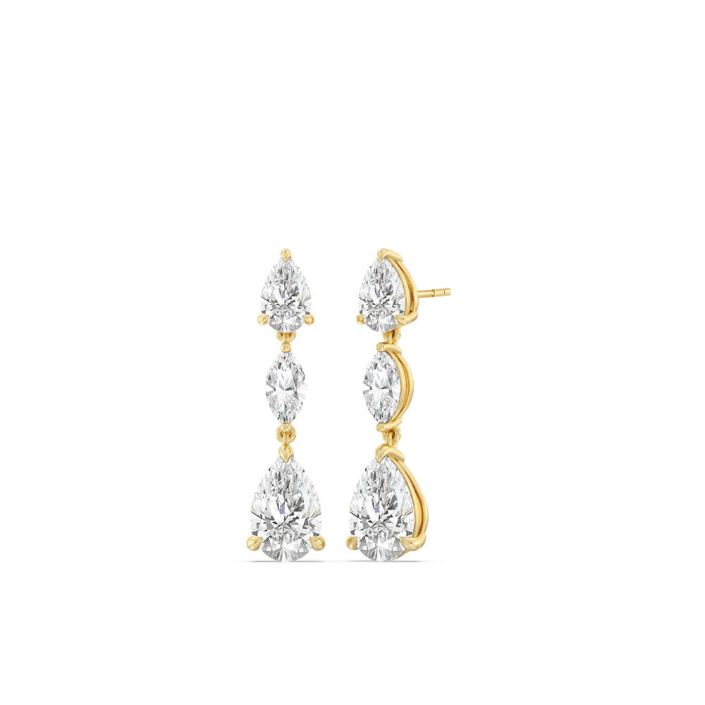 Elegance Pear Marquise Drop Earrings with 18KT Yellow Gold / Lab / 6 1/2 Cut Diamond in 14KT Yellow Gold / Lab / 6 1/2 view 1
