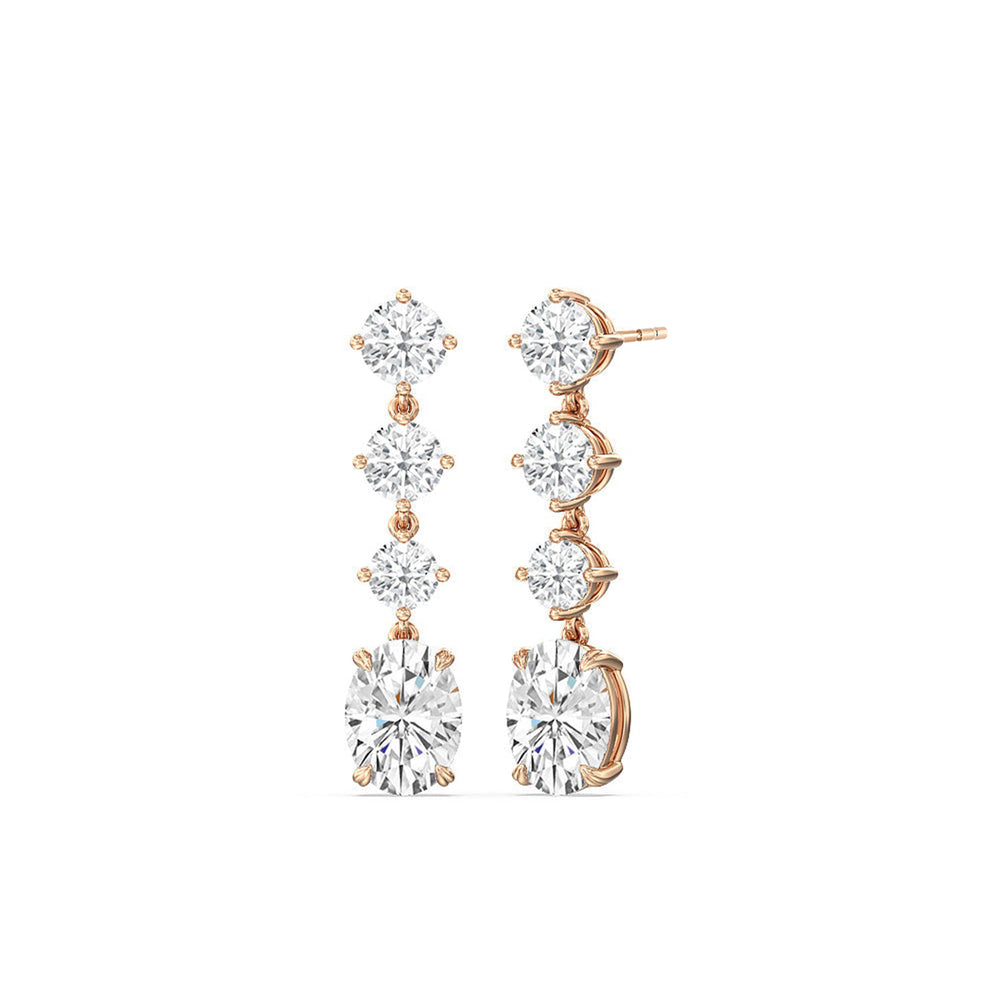 Elegance Oval Dangler Earrings with 18KT Rose Gold / Lab / 8 1/2 Cut Diamond in 14KT Rose Gold / Lab / 8 1/2 view 1
