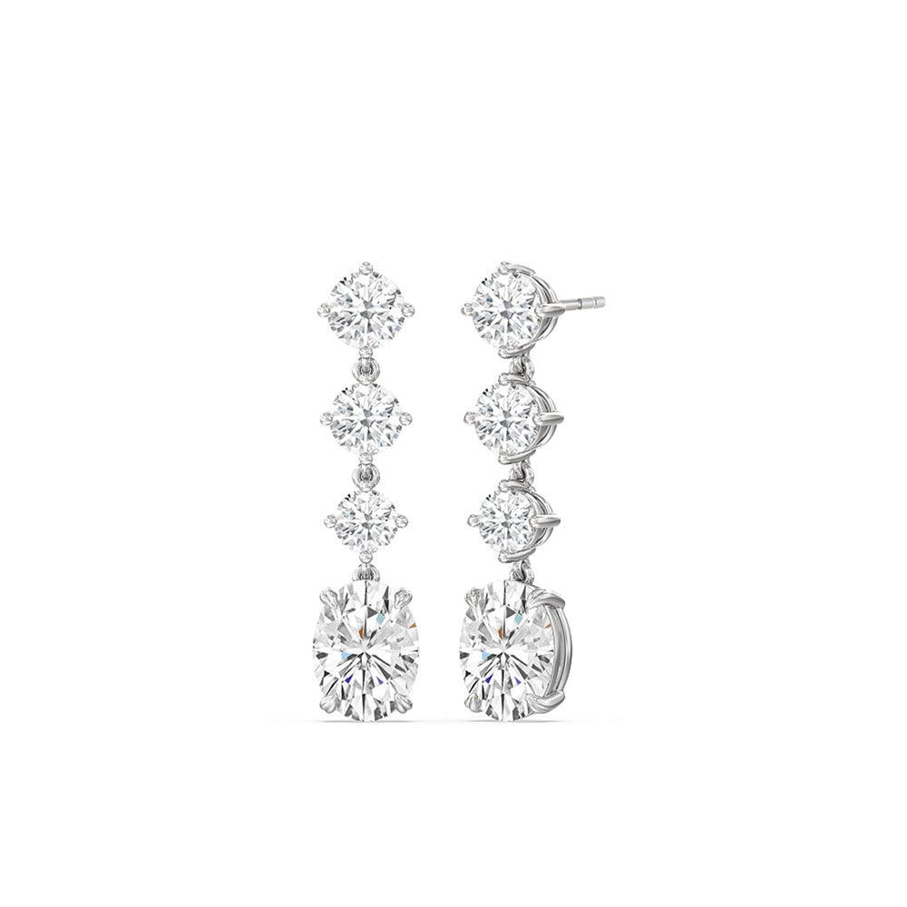 Elegance Oval Dangler Earrings with 18KT White Gold / Lab / 8 1/2 Cut Diamond in 14KT White Gold / Lab / 8 1/2 view 1
