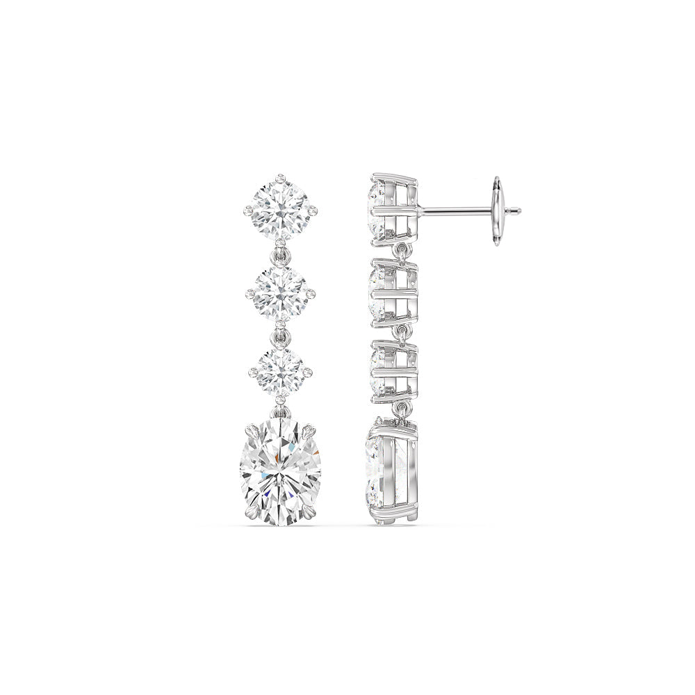 Elegance Oval Dangler Earrings with 18KT White Gold / Lab / 8 1/2 Cut Diamond in 14KT White Gold / Lab / 8 1/2 view 2
