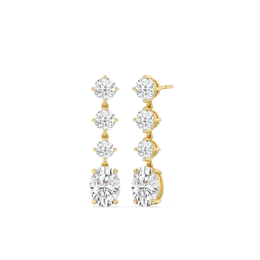 Elegance Oval Dangler Earrings with 18KT Yellow Gold / Lab / 8 1/2 Cut Diamond in 14KT Yellow Gold / Lab / 8 1/2 view 1
