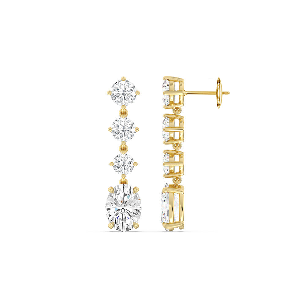 Elegance Oval Dangler Earrings with 18KT Yellow Gold / Lab / 8 1/2 Cut Diamond in 14KT Yellow Gold / Lab / 8 1/2 view 2
