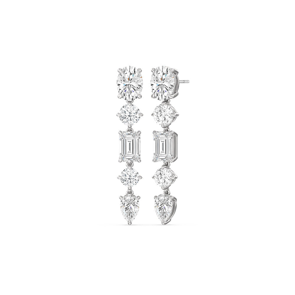 Elegance Fancy Shape Dangler Earrings with 18KT White Gold / Lab / 11 Cut Diamond in 14KT White Gold / Lab / 11 view 1
