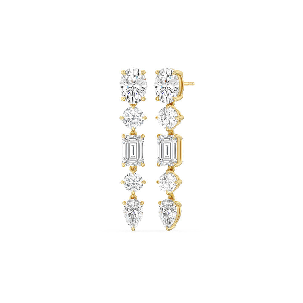 Elegance Fancy Shape Dangler Earrings with 18KT Yellow Gold / Lab / 11 Cut Diamond in 14KT Yellow Gold / Lab / 11 view 1
